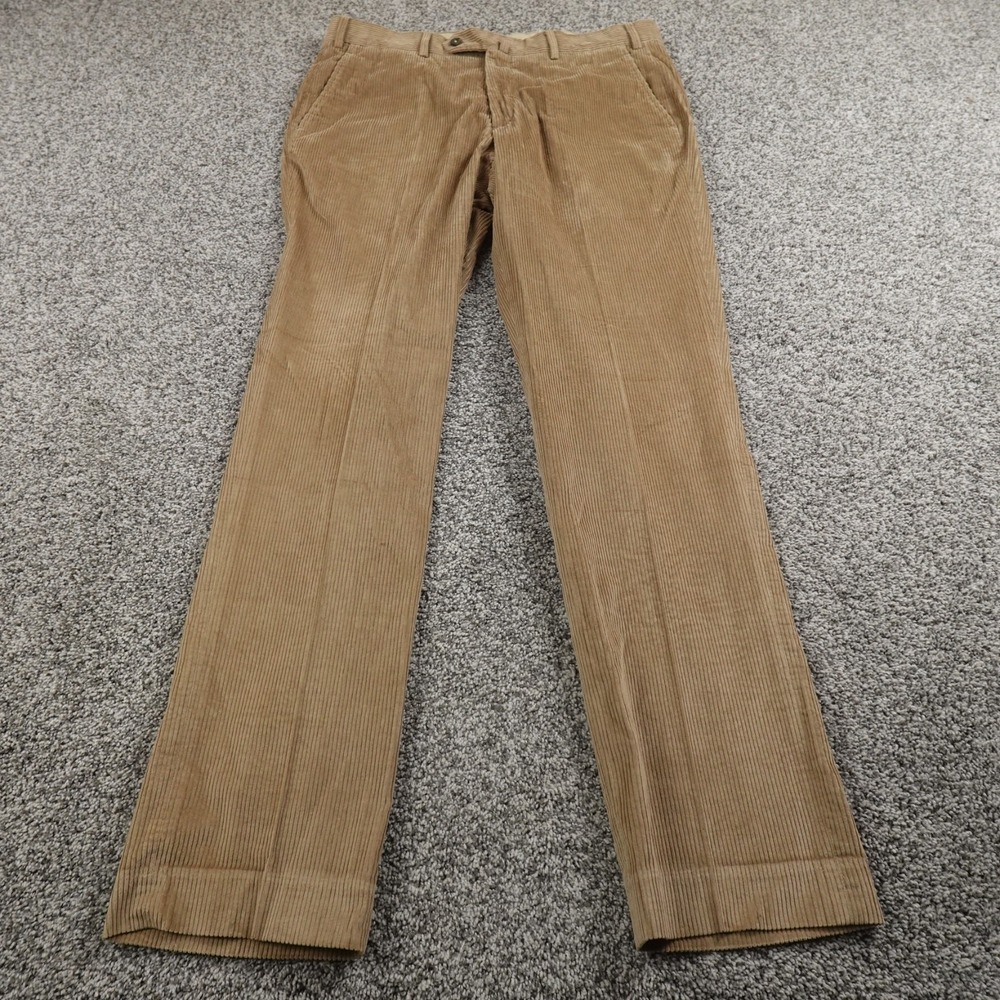 Brooks Brothers Pants Mens 36X32 Brown Corduroy Chino Trouser‎ Flat Front Italy
